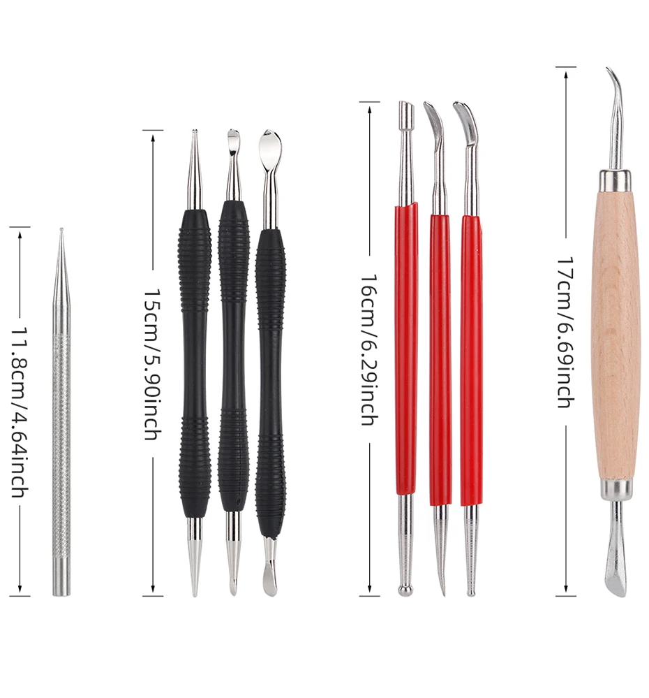 Qjh Leder Modellierung Schnitzwerk zeuge Set Modell ier punkt Stift Löffel Leder Präge Werkzeugs atz Leder Handwerk Modell ier werkzeuge Set – Detail 2