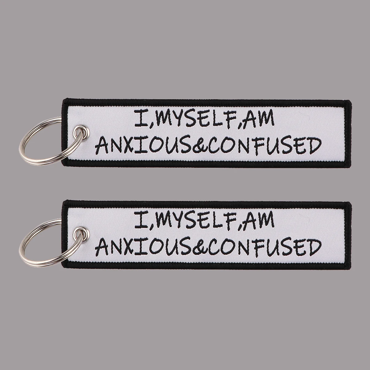 

1pcs Anxious Quotation Embroidery Key Fobs Motorcycles Cars Backpack Chaveiro Key Holders Fashion Key Ring Decorative Gifts