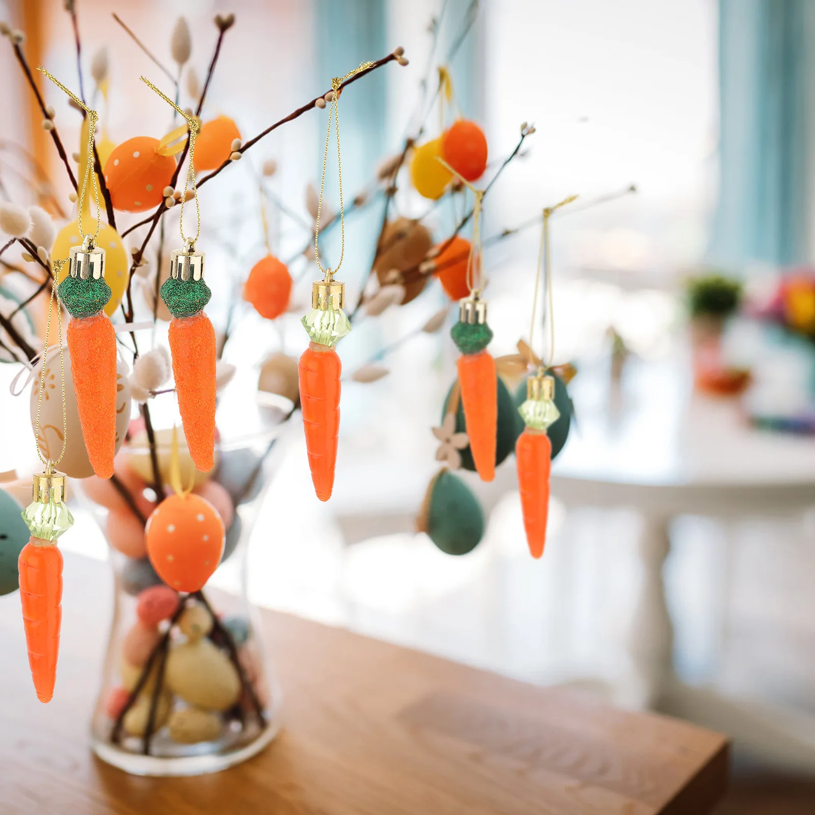 

12pcs Carrot Hanging Decorations Miniature Plastic Easter Pendant Outdoor naments Lightweight Festive Home Garden Party