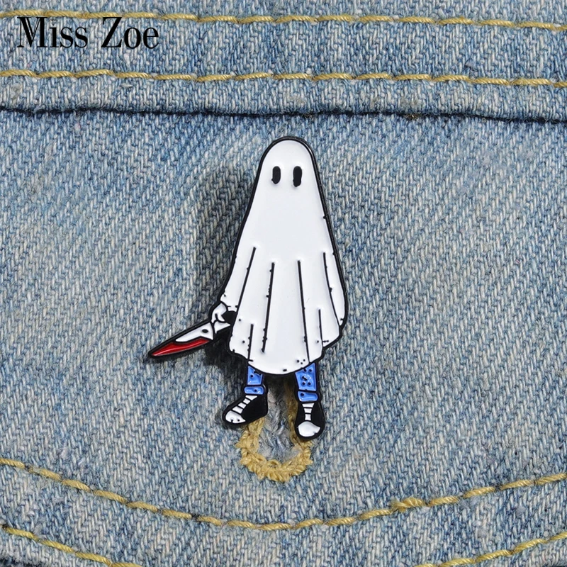 Halloween Ghost Enamel Pins Custom Trick Or Treat Brooches Lapel Badges Gothic Funny Jewelry Gift for Kids Friends