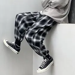 Summer Plaid Pants Men Fashion Loose Hip Hop Casual Trousers Korean Male Harem Pant All-match Confortable Joggers Streerwear
