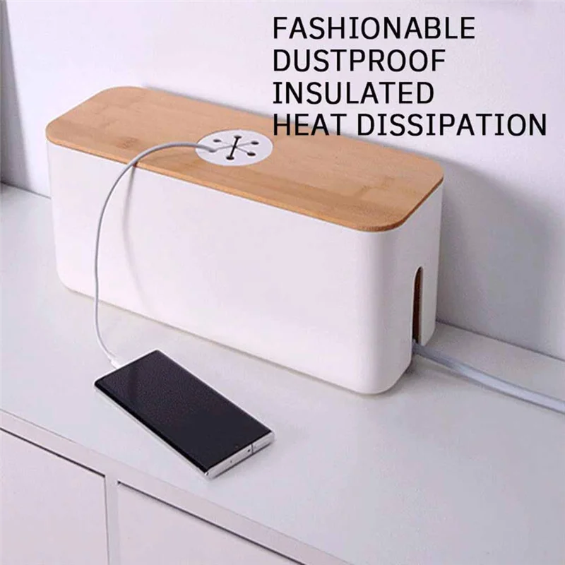 

【Hot Cake】Cable Storage Box Desktop Charging Cable Data Cable Storage Device Plug Socket Cable Management Device