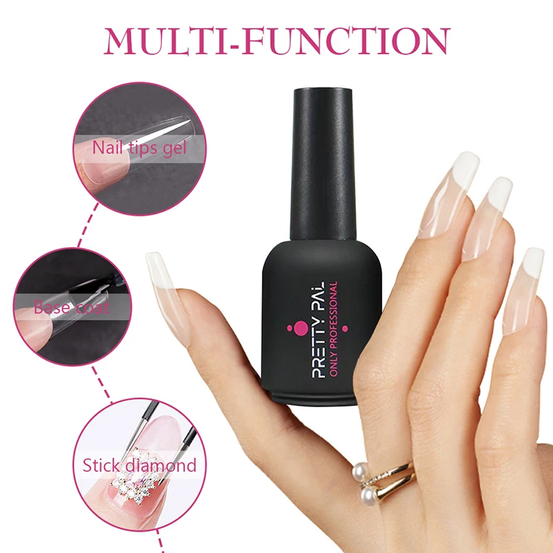 Solid Nail Glue 15ML Gel Nail Glue Press On Solid Glue Gel Solid Gel Polish Nail Art Manicure Glue Gel Need UV/LED Lamp Longer