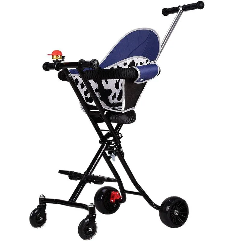 Baby Stroller No Assembly One-Click Fold Anti-Rollover Portable 4-Wheel Pushchair for 0-3 Years Old