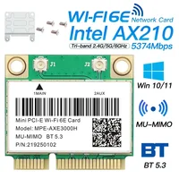 Tarjeta inalámbrica Tri Band 5374Mbps WiFi 6E AX210 Mpe-AXE3000H/ AC7265 BT 5,3 para Mini PCIE adaptador Wi-Fi Win10 para escritorio/portátil