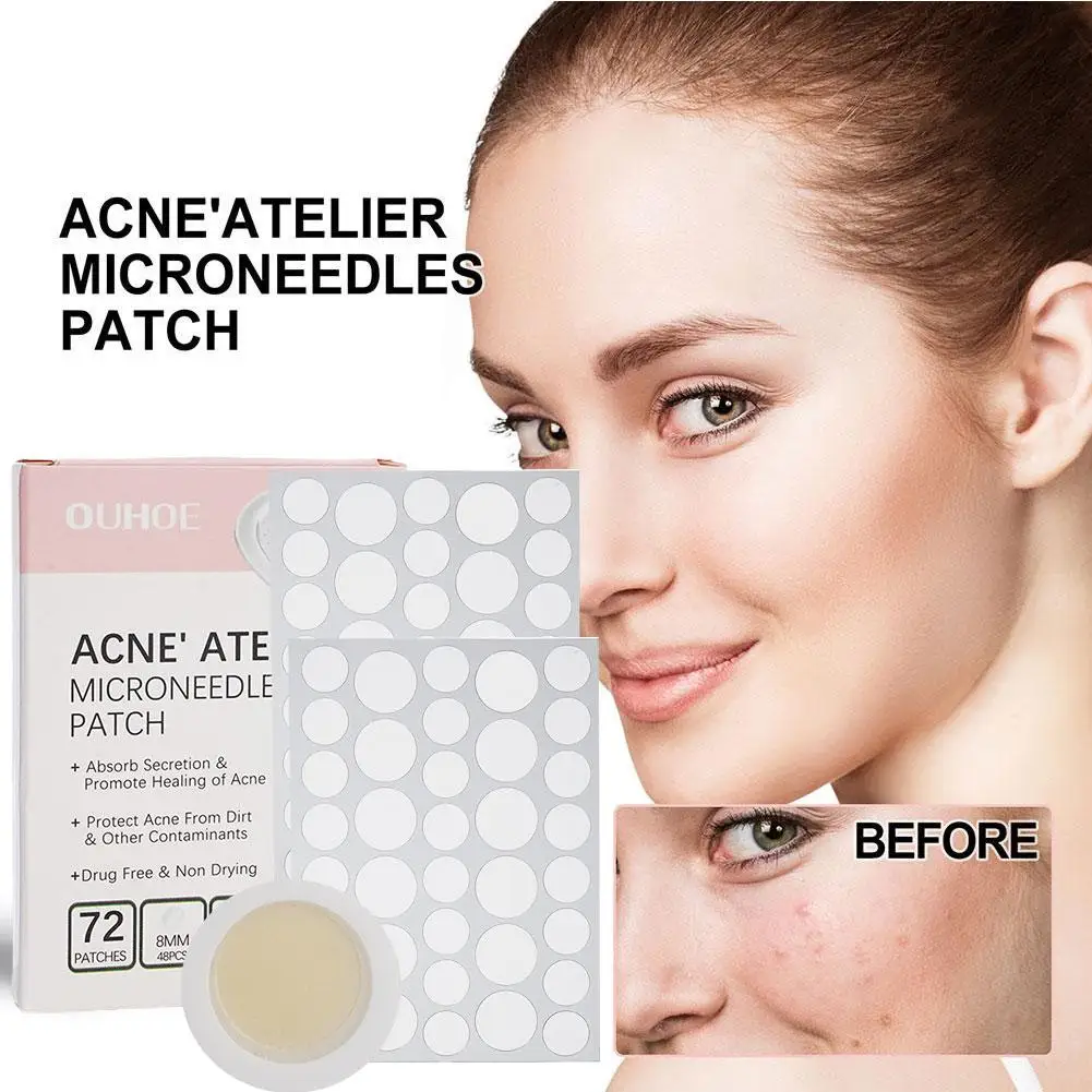 72Counts Micro-needle Pimple Acne Treatment Stickers, Removal Concealer Invisible Face Patch Spot Pimple Acne K7Z6