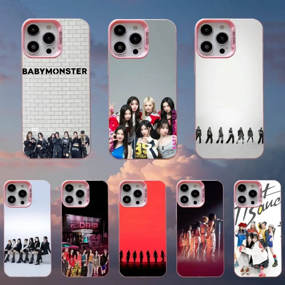 

BabyS Kpop M-Monster Phone Case For iPhone 16,15,14,13,12,11,Mini,Pro,SE,MAX Pink Matte Silicone Cover
