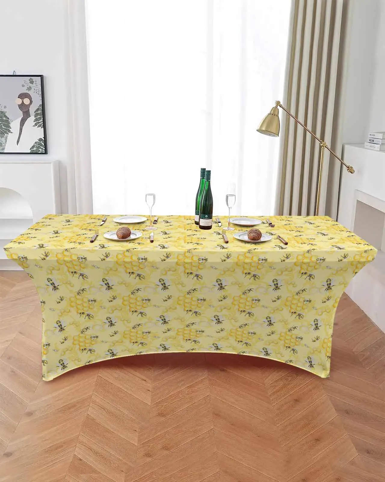 Watercolor Bee Hive Yellow Table Skirt Wedding Decoration Home Birthday Party Table Skirt Dessert Table Cover Home Decor