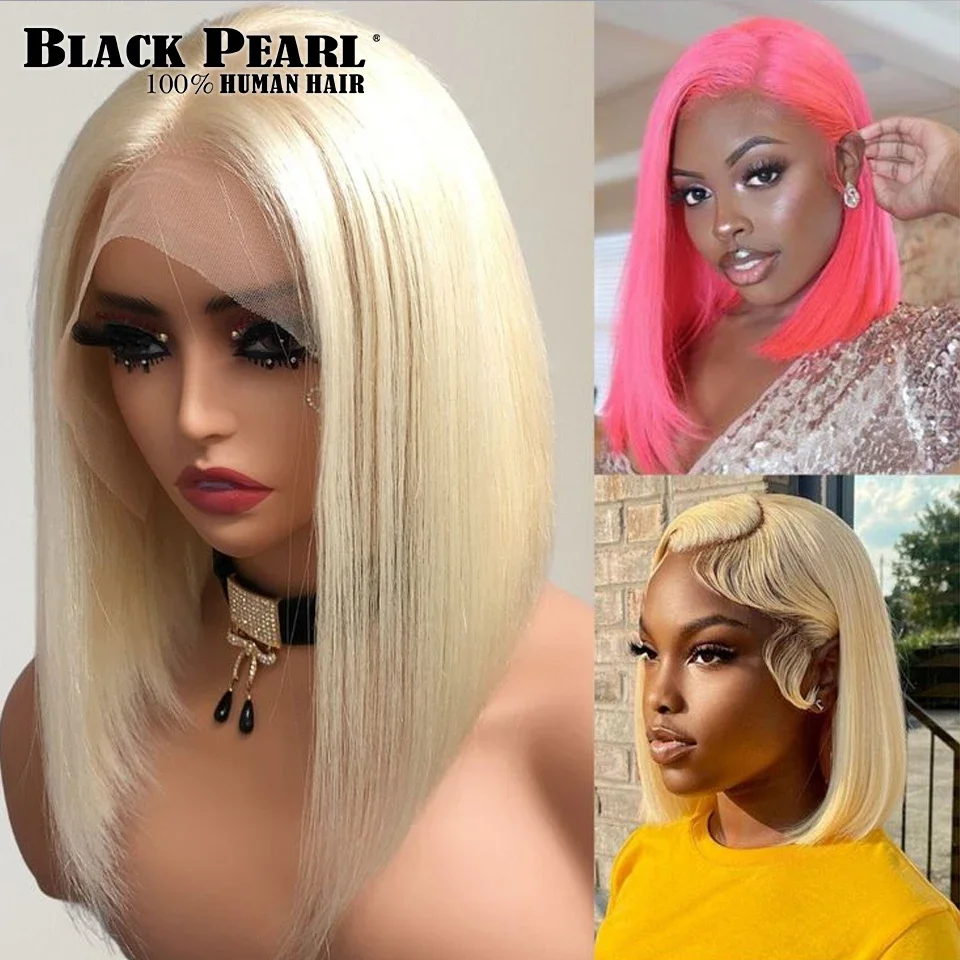 13x4X1 Bob Frontal Wigs Black Pearl 613 Blonde Straight Brazilian Lace Front Human Hair Wig Pre Plucked Wigs For Black Women