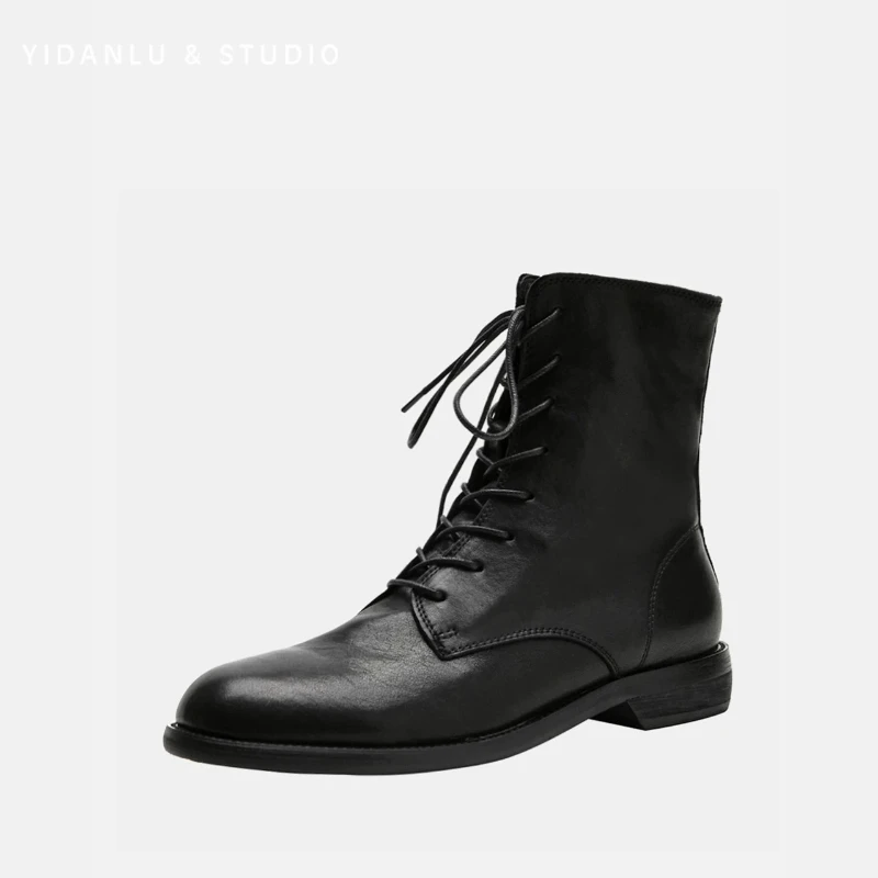 2026 New Ladies Uniform Leather Boots Black Versatile Women's Causal Ankle Boots School Performance Woman Fashion Boots Simple
