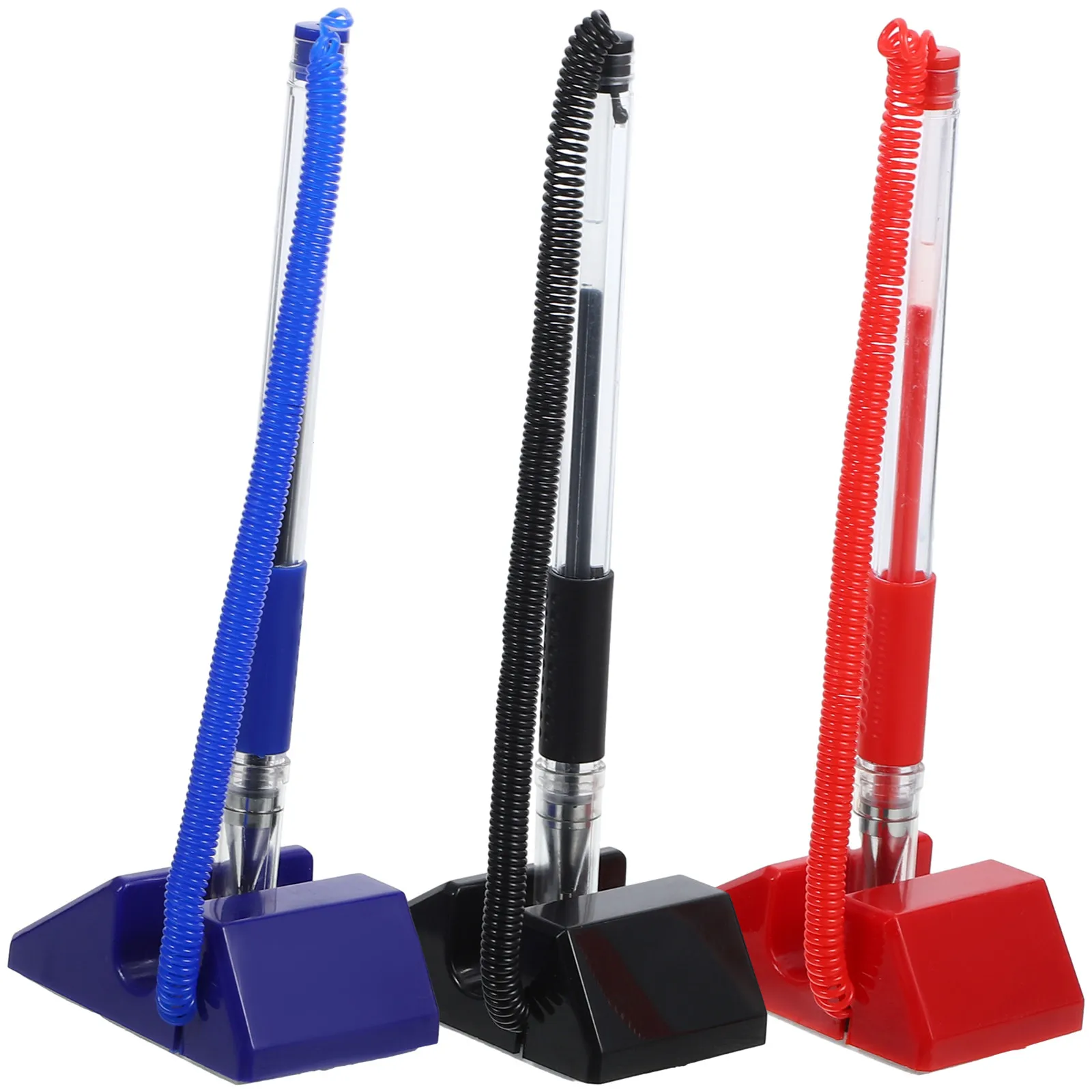

3Pcs Anti-Theft Gel Ink Counter Pen with Stand Desktop Security Pen for Reception Desk Bank Office Hotel Lobby Use