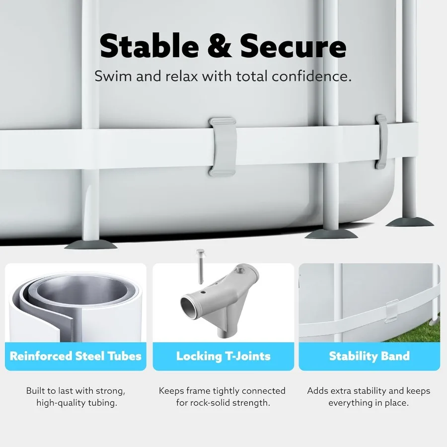 원형 지상 수영장 - 10피트 x 30인치 야외 원형 프레임 지상 수영장 세트 어린이 및 성인용 필터 포함