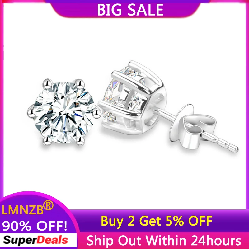 Allergy Free Jewelry Original 925 Silver Needle Earrings Set 1 Carat Zircon Diamant Stud Earrings For Women Fashion Accessories