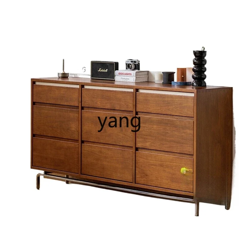 

LMM retro storage storage living room dining side cabinet solid wood against the wall simple bedroom cabinet