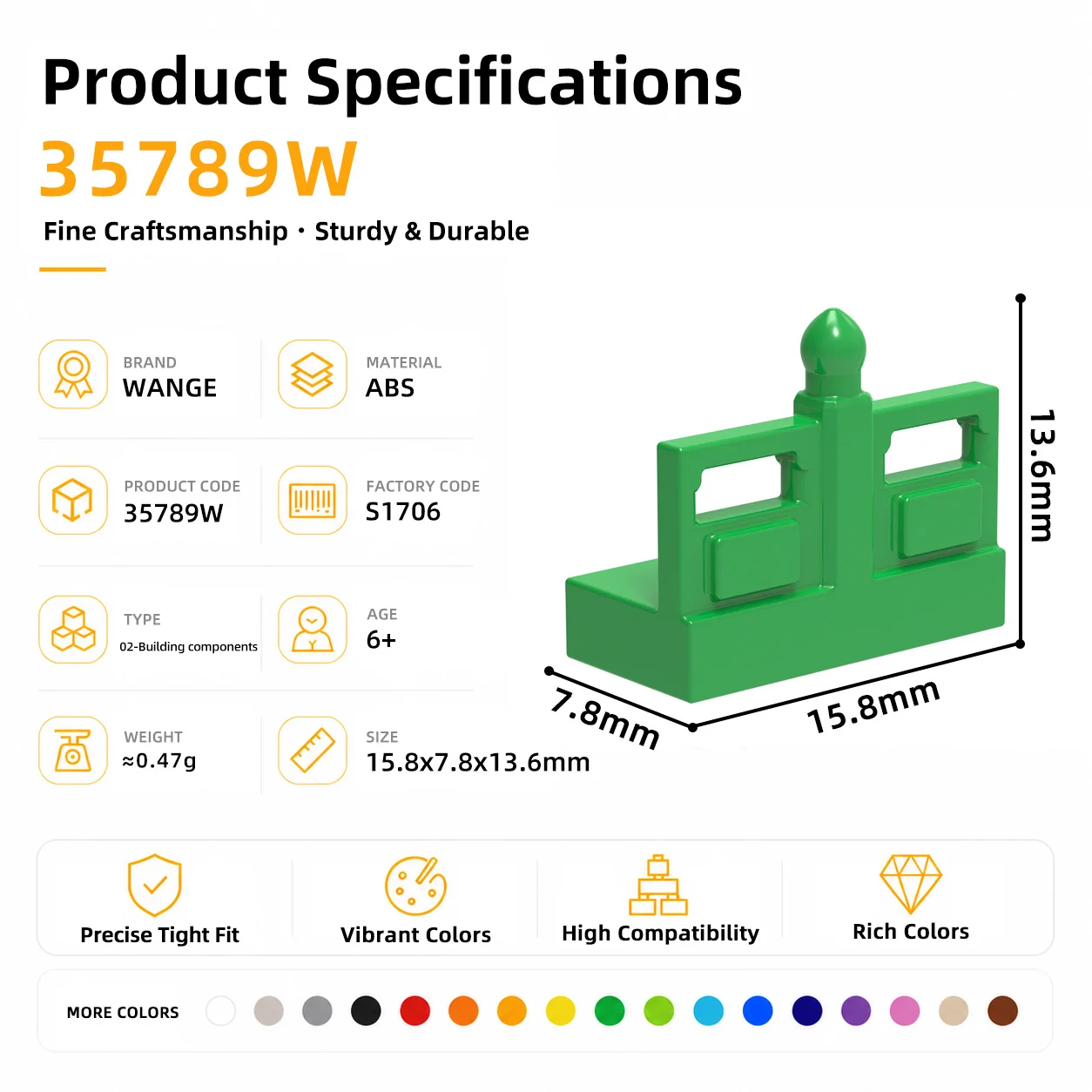 WANGE 35789W 2-Hole Baluster Railing 207Pcs/Lot MOC DIY Ancient Architecture Scene Ornament Compatible Brick Spare Part