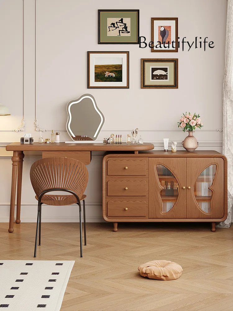 Solid Wood Dresser Locker Integrated Nordic Simple Dresser Small Apartment Bedroom Makeup Table