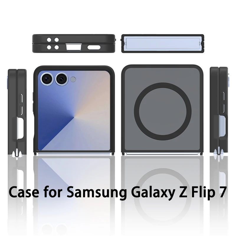 삼성 갤럭시 Z 플립 7 무선 충전 지문 방지 부드러운 터치 커버용 반투명 매트 PC+TPU 자기 전화 케이스