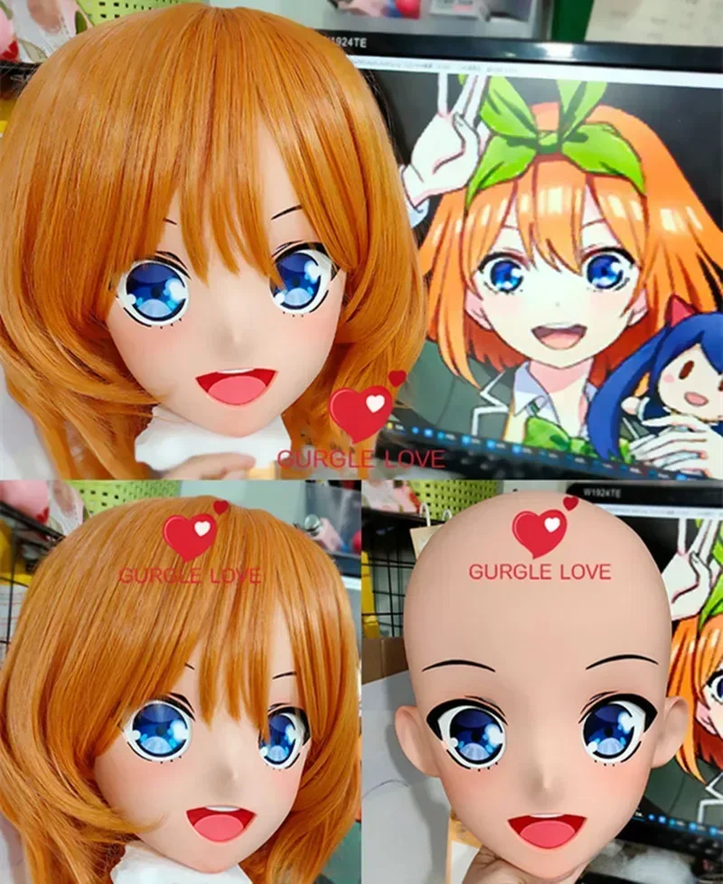 (GL32) شخصية كرتونية مخصصة من الراتنج نصف رأس فستان متقاطع للهالوين قناع كيجورومي الياباني لدور أنيمي