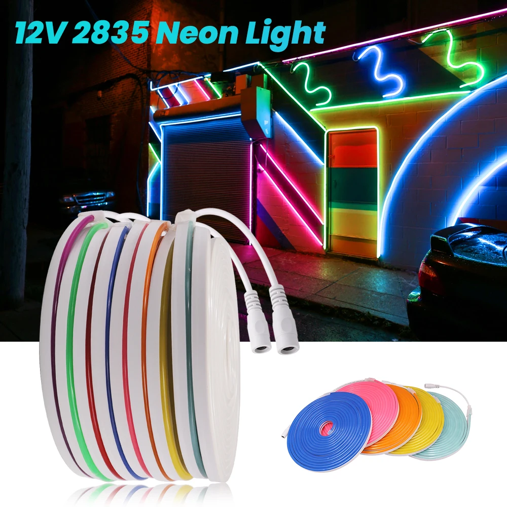 Dc 12V Neon Strip Ip65 Waterdicht Huis Tuin Decor 120Leds/M Wit/Blauw/Roze/Geel/Groen Flexibele Ribbion Touw Led Licht