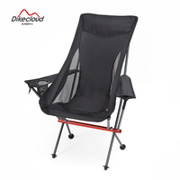Dikecloud Foldable Armrest Moon Chair Aluminum Alloy Fishing Backrest Chairs Portable Oxford Armrest Camping Lounge Chair