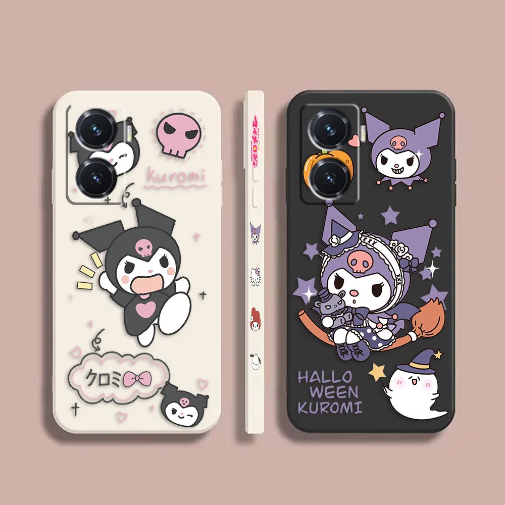 Case For VIVO Y55S Y31 Y33S Y55 Y35 Y51S Y52S Y53S Y66 Y73S Y77 5G Y85 Y93 Case Funda Cqoue Shell Capa Cartoon Cute K-Kuromi Cat