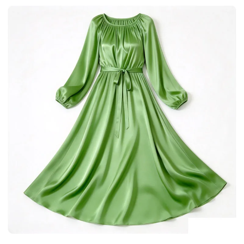 Sexy Ice Silk Night Robe With Belt Satin Elegant Long Dress Loose Pajamas Maxi Dress Pullover Nightdress Soft Silky Touch