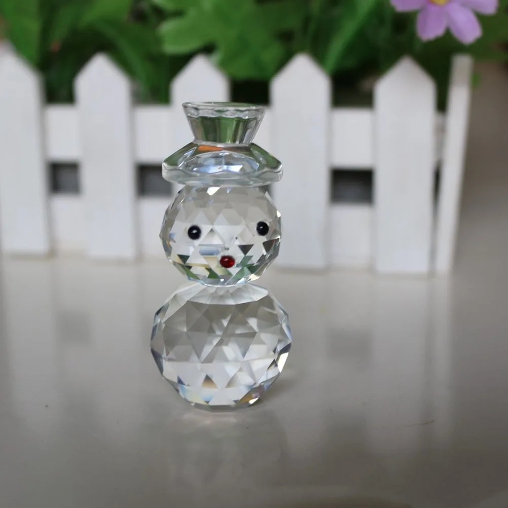 

1Pcs Crystal Snowman Decoration Realistic Small Portable Christmas Ornament Lovely Desktop Decor Party Xmas Home Office