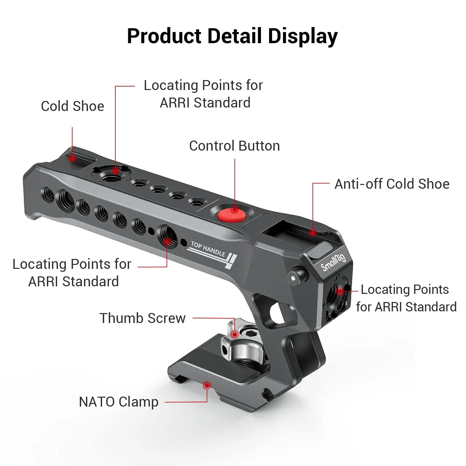 SmallRig NATO Rail Top Handle For SONY for Panasonic for FUJIFILM for Z CAM Cameras with Record Start/Stop Remote Trigger -3322