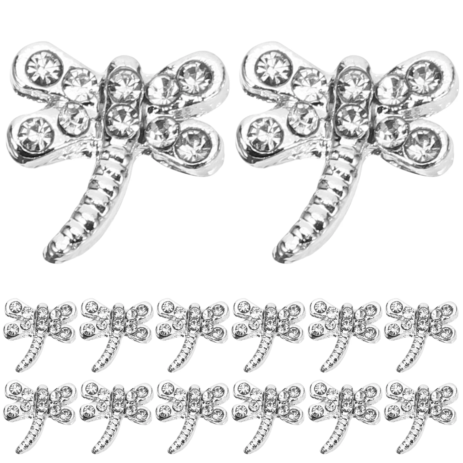 20 Pcs Alloy Nail Decorations Gold Tooth Gem Manicure Charms Rhinestones Bright Handcraft 3D Dragonfly for Acrylic