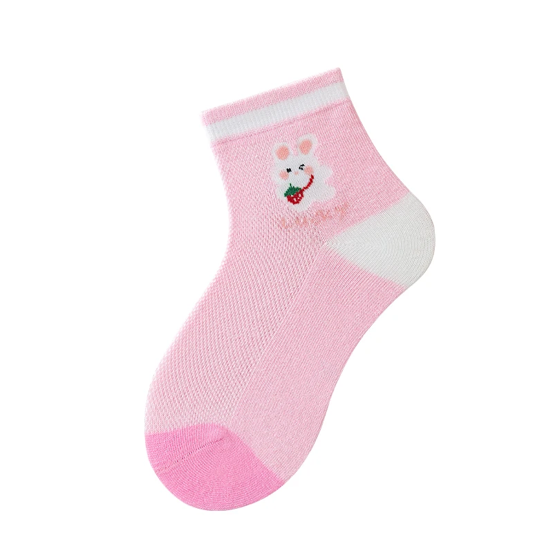 10 Pairs Children\'s Socks Summer Thin Girls Socks Breathable Mesh Cotton Socks Cute Style Mid Tube Socks