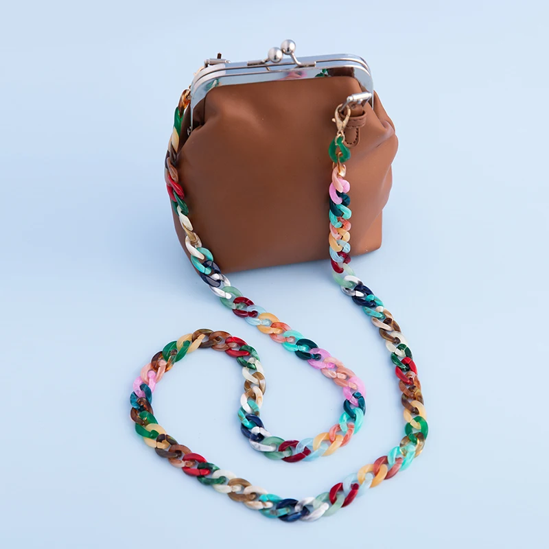 2 Pcs set Chain Color Women Acrylic Shoulder Bag Strap Chic Solid Color Or Mix Color FASHION Messenger Handbags Belts Fashion