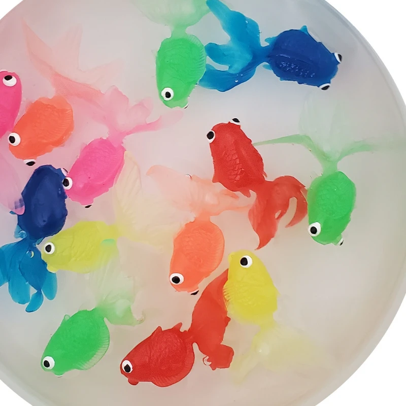 Ensemble de 7 pièces de adorables poissons rouges réalistes en Silicone pour enfants, baignoire pour bébé, ensemble de jouets anti-éclaboussures, cadeau de bain interactif Parent-enfant