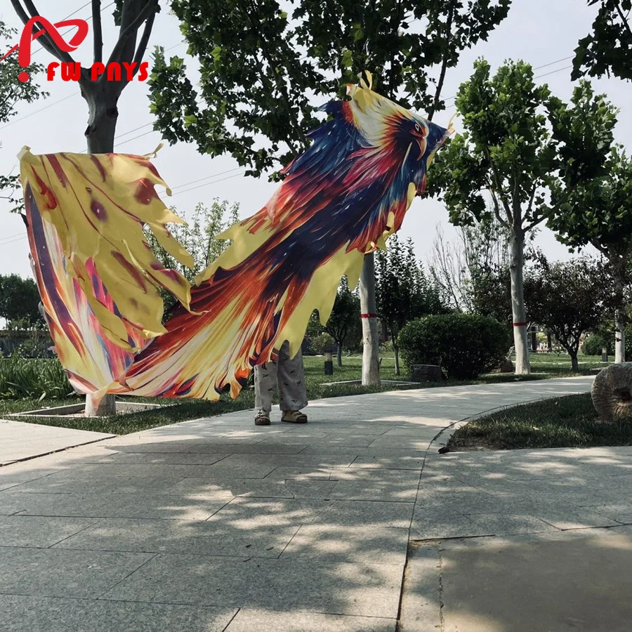 

7m Red Yellow Phoenix Pattern Dragon Tail Ribbon Accessories For Adults (Not Include Head))