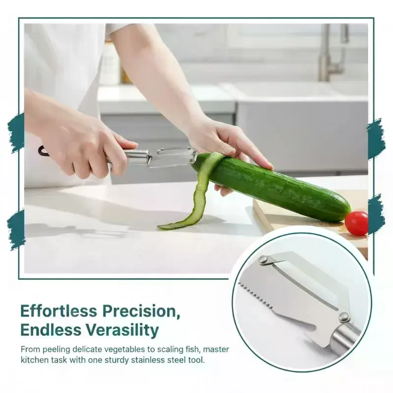 Multi-Use Stainless Steel Peeler Cutter Essential Kitchen Tool for Home and Office