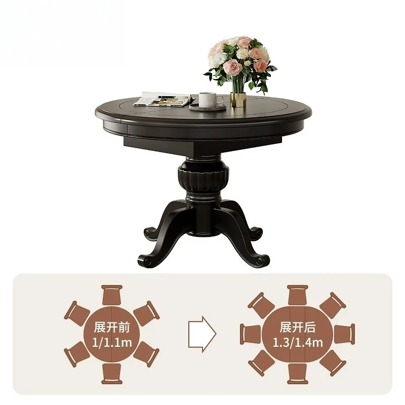 

household turntable dining medieval retro French dining retractable folding round small apartment