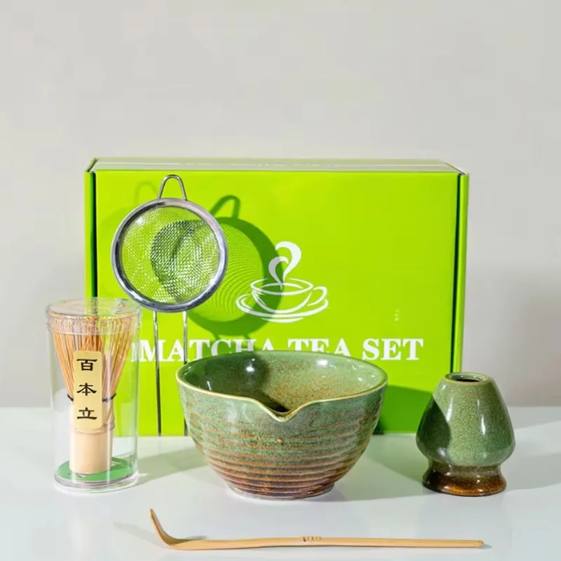 

BespritGift Matcha Set 5 Pcs Matcha Whisk Set Matcha Kit with Handcrafted Bowl Tea Accessories Tea Ceremony Ceremonial Gift Box