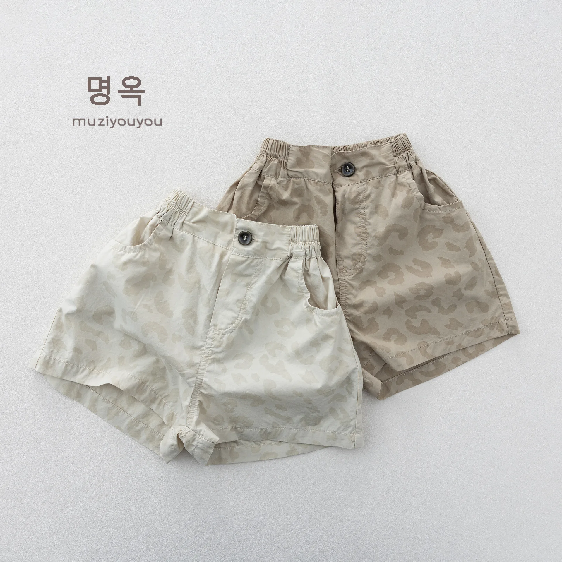 2026 Summer New Trendy Childrens Leopard Print Shorts Casual Five-Point Pants for Boys and Girls Pure Cotton and Fashionable