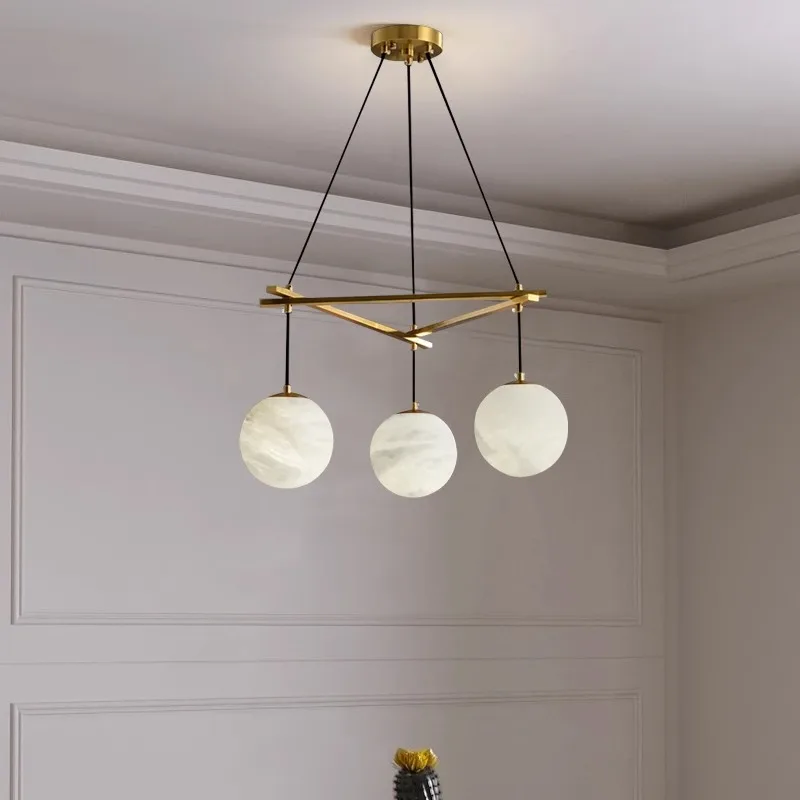 الشمال غرفة المعيشة جولة النحاس الفن الثريا الحديثة فندق دراسة غرفة الطعام الرخام قلادة الخفيفة #3