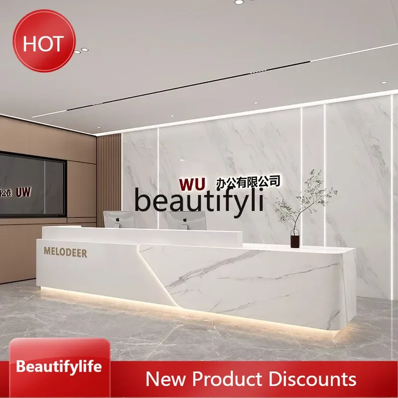 

Asmt14 ss Modern simple company front desk paint hotel clubhouse marble reception checkout page beauty salon bar customization