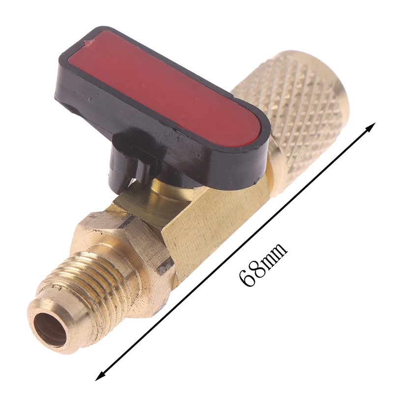 1/4" Male to 1/4" Female SAE Straight Ball Valve AC Charging For R22 Refrigerant