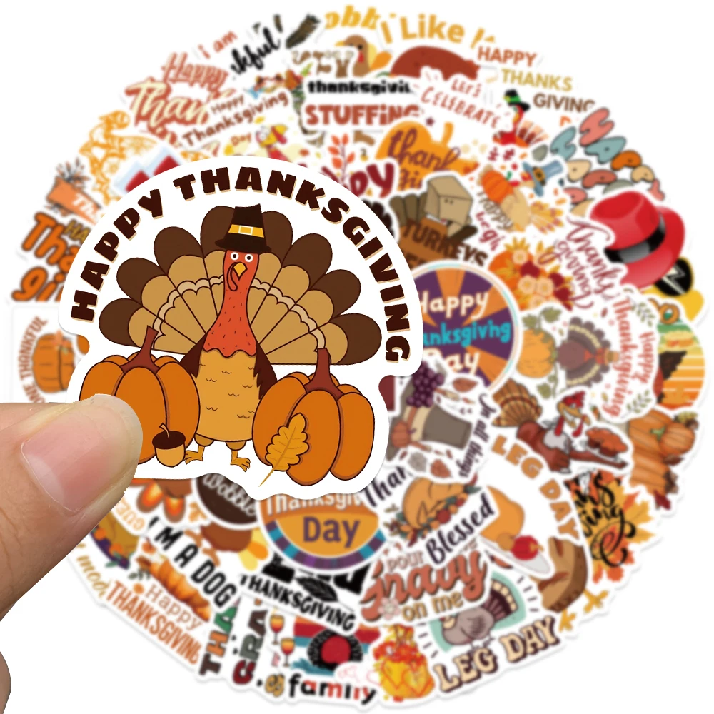 50 قطعة ملصقات عيد الشكر الكرتون تركيا اليقطين صائق DIY بها بنفسك سجل القصاصات مجلة الثلاجة سكيت ملصقات الحفلات للمراهقين