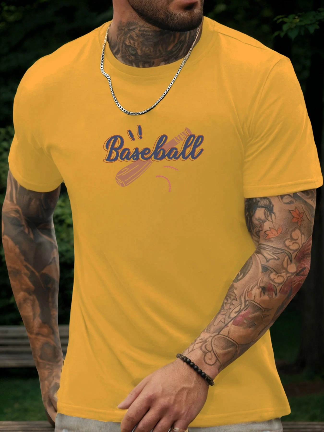 Men's Summer 100% Cotton Soft Lightweight Round Neck Short Sleeve T-Shirt Baseball Printed Breathable Casual Fashion Cool Tee
