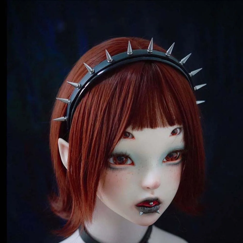 

Metal Hollow Out Steampunk Hair Hoop Rock-inspired Y2K Punk Rivet Headband Wide Side Headpiece Leather Buckle Hairband Women