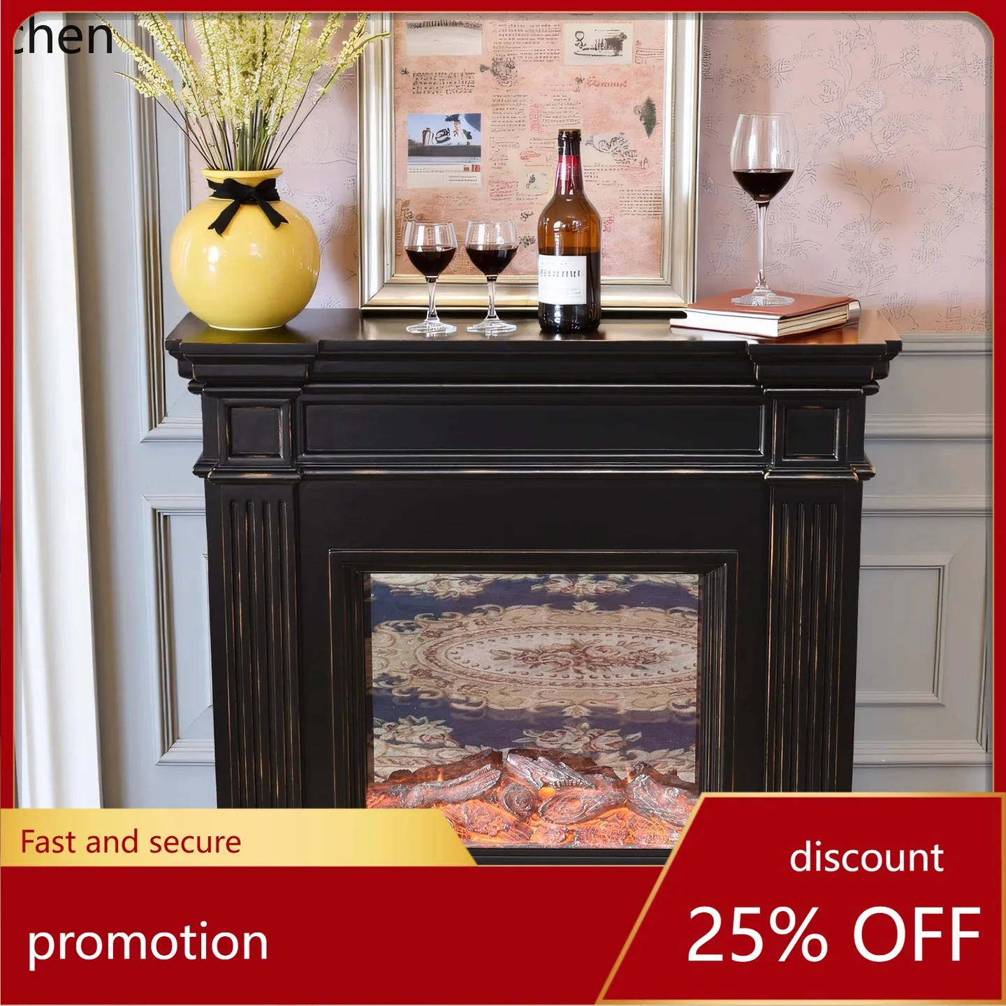 

CZ Decorative Cabinet Fireplace Heater Household Fireplace Solid Wood Electronic Fireplace Core