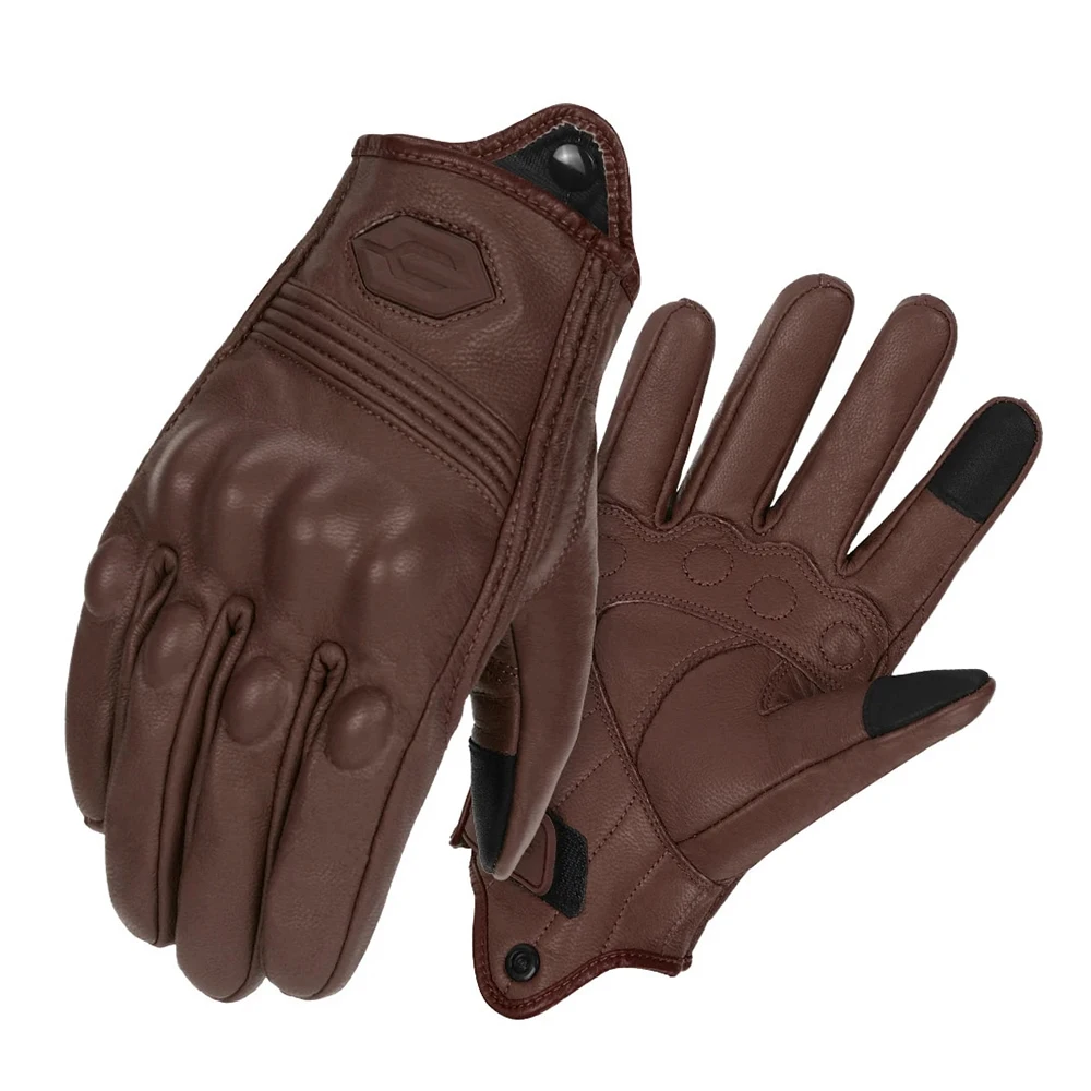 ​ Vintage lederen motorhandschoenen Zomer ademende unisex bikerhandschoenen met antislip ventilatieontwerp Motorrithandschoen