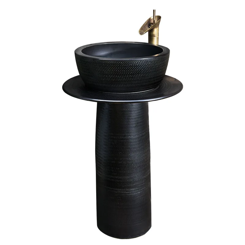 

Outdoor wash basin balcony column type wash basin courtyard household ceramic floor type integrated