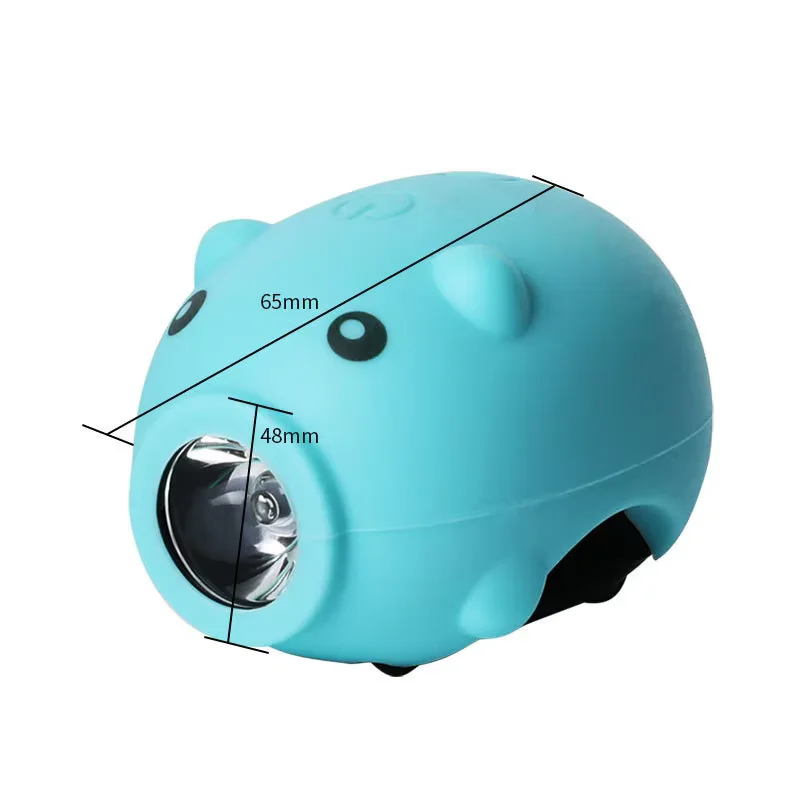 Bicycle Front Light with Horn 3 Lighting Modes Children Cartoon Piggy Bike Headlight Type-C Rechargeable MTB Road Bike Lamp