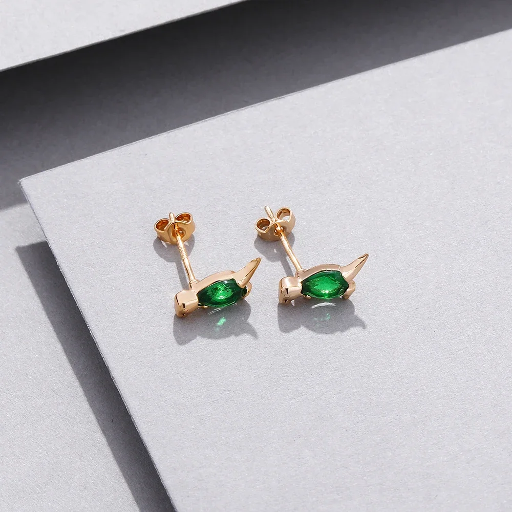 Lost Lady Creative Colorful Gems Earrings Fashion INS Cute Animal Dinosaur Stud Earrings Alloy Jewelry Wholesale Direct Sales