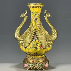 Chinese antiques and antiques collection Qing Dynasty Qianlong period copper inlaid pink flower pattern appreciation vase