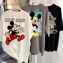 Disney Kawaii Mickey Mouse T-shirt Men's Cute Minnie Mouse Pattern Unisex Couple Pure Cotton T-shirt Short sleeved Top T-shirt M